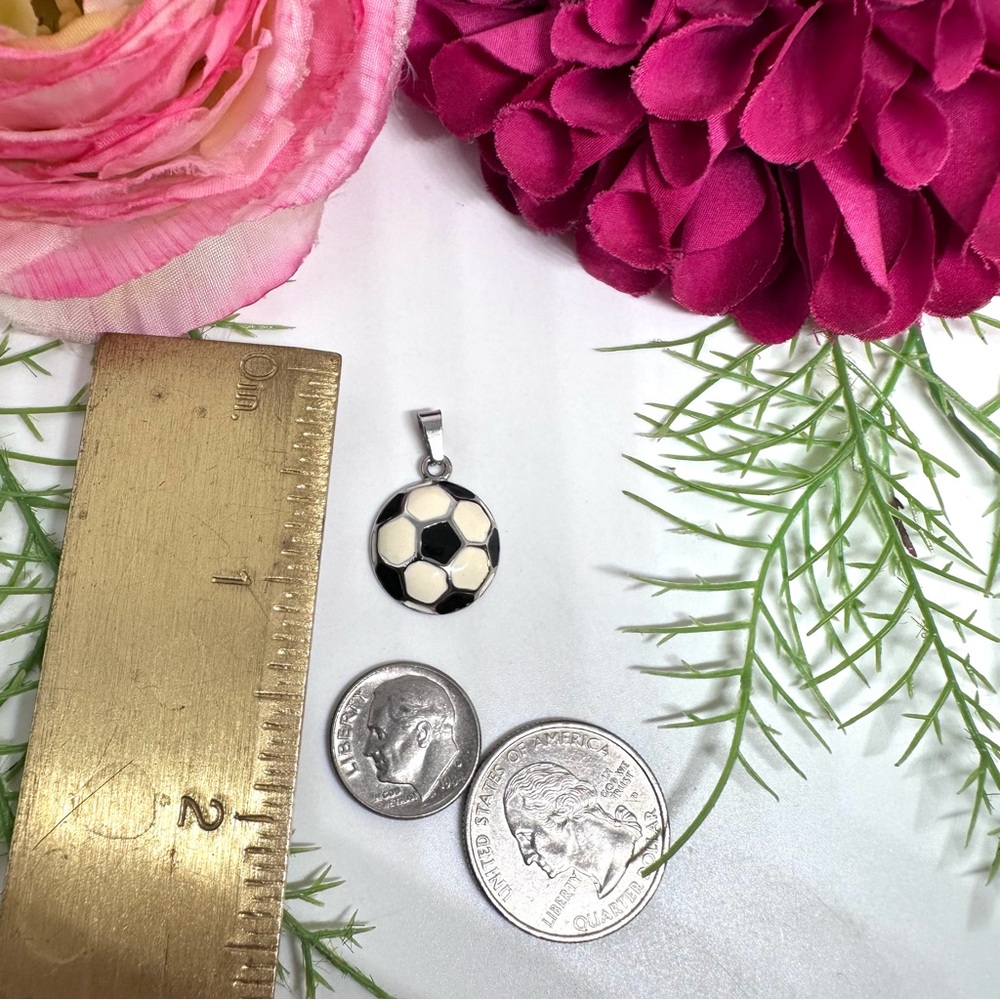 NEW⚜️Enamel Soccer Ball Pendant Charm - Picture 4 of 4